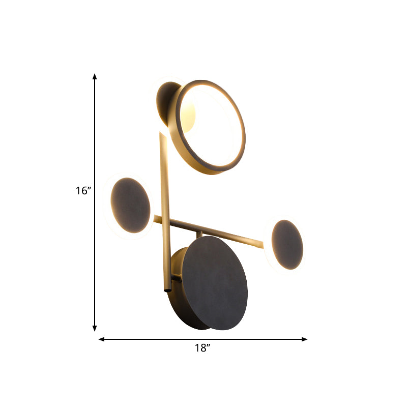 Metallic Round LED Wall Sconce Lighting Contemporary 2/3/4 Lights Wall Mount Lamp in Black Clearhalo 'Cast Iron' 'Glass' 'Industrial' 'Modern wall lights' 'Modern' 'Tiffany' 'Traditional wall lights' 'Wall Lamps & Sconces' 'Wall Lights' Lighting' 1710605