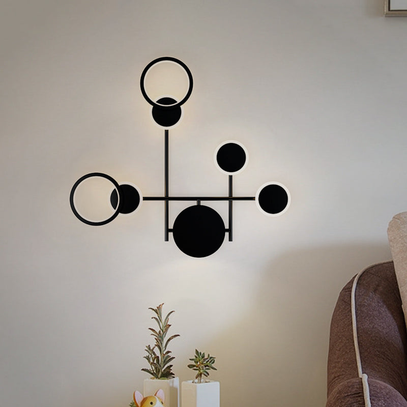 Metallic Round LED Wall Sconce Lighting Contemporary 2/3/4 Lights Wall Mount Lamp in Black Clearhalo 'Cast Iron' 'Glass' 'Industrial' 'Modern wall lights' 'Modern' 'Tiffany' 'Traditional wall lights' 'Wall Lamps & Sconces' 'Wall Lights' Lighting' 1710608