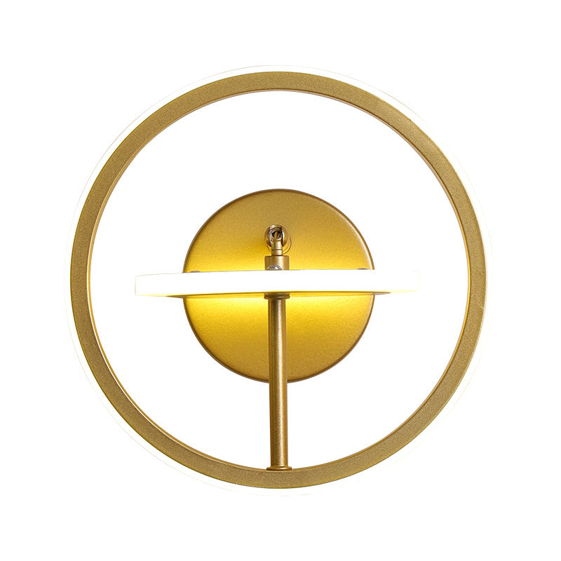 Metal Circle Wall Light Fixture Modernist LED Wall Lighting with Adjustable Arm in Gold, Warm/White Light Clearhalo 'Cast Iron' 'Glass' 'Industrial' 'Modern wall lights' 'Modern' 'Tiffany' 'Traditional wall lights' 'Wall Lamps & Sconces' 'Wall Lights' Lighting' 1710629