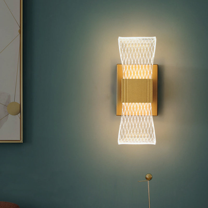 Bowknot-Like Acrylic LED Wall Light Fixture Nordic 1/2 Bulbs Gold Wall Sconce Lighting in Warm/White Light 1.0 Gold Clearhalo 'Cast Iron' 'Glass' 'Industrial' 'Modern wall lights' 'Modern' 'Tiffany' 'Traditional wall lights' 'Wall Lamps & Sconces' 'Wall Lights' Lighting' 1710639