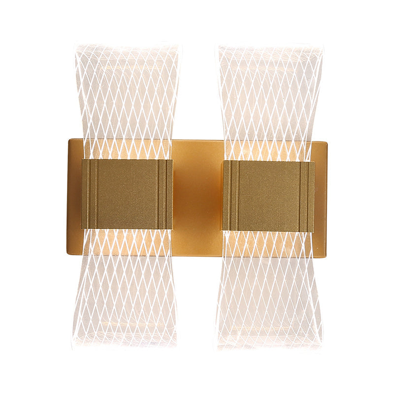 Bowknot-Like Acrylic LED Wall Light Fixture Nordic 1/2 Bulbs Gold Wall Sconce Lighting in Warm/White Light Clearhalo 'Cast Iron' 'Glass' 'Industrial' 'Modern wall lights' 'Modern' 'Tiffany' 'Traditional wall lights' 'Wall Lamps & Sconces' 'Wall Lights' Lighting' 1710646