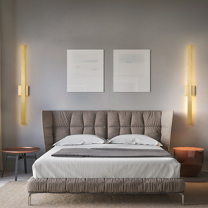 Acrylic Rectangle Wall Mount Lighting Nordic 23.5"/31.5" Wide LED Wall Light Sconce in Gold, Warm/White Light Gold Clearhalo 'Cast Iron' 'Glass' 'Industrial' 'Modern wall lights' 'Modern' 'Tiffany' 'Traditional wall lights' 'Wall Lamps & Sconces' 'Wall Lights' Lighting' 1710685