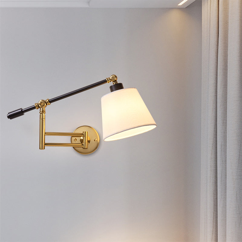 Metallic Tapered Wall Light Fixture Modernist 1-Light Black/White Wall Mount Lamp with Adjustable Shade Clearhalo 'Cast Iron' 'Glass' 'Industrial' 'Modern wall lights' 'Modern' 'Tiffany' 'Traditional wall lights' 'Wall Lamps & Sconces' 'Wall Lights' Lighting' 1710695