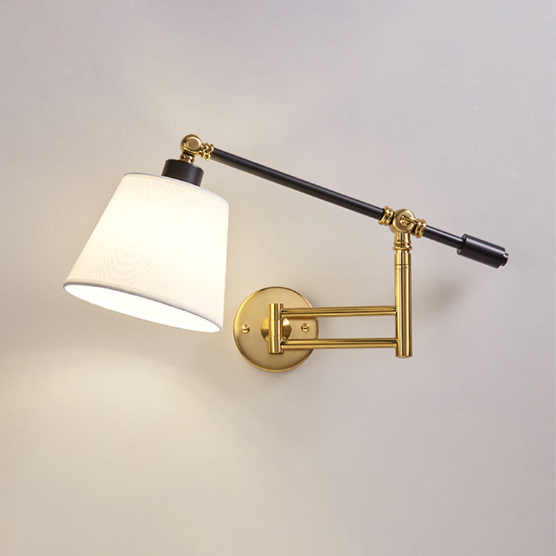 Metallic Tapered Wall Light Fixture Modernist 1-Light Black/White Wall Mount Lamp with Adjustable Shade Clearhalo 'Cast Iron' 'Glass' 'Industrial' 'Modern wall lights' 'Modern' 'Tiffany' 'Traditional wall lights' 'Wall Lamps & Sconces' 'Wall Lights' Lighting' 1710697
