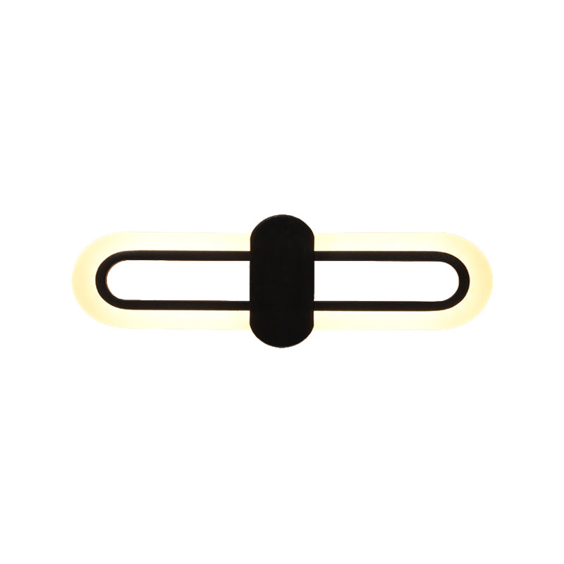 Oblong Wall Mount Lighting Modernist Acrylic LED Black Wall Mounted Light in Warm/White Light, 16"/23.5"/31.5" W Clearhalo 'Cast Iron' 'Glass' 'Industrial' 'Modern wall lights' 'Modern' 'Tiffany' 'Traditional wall lights' 'Wall Lamps & Sconces' 'Wall Lights' Lighting' 1710704