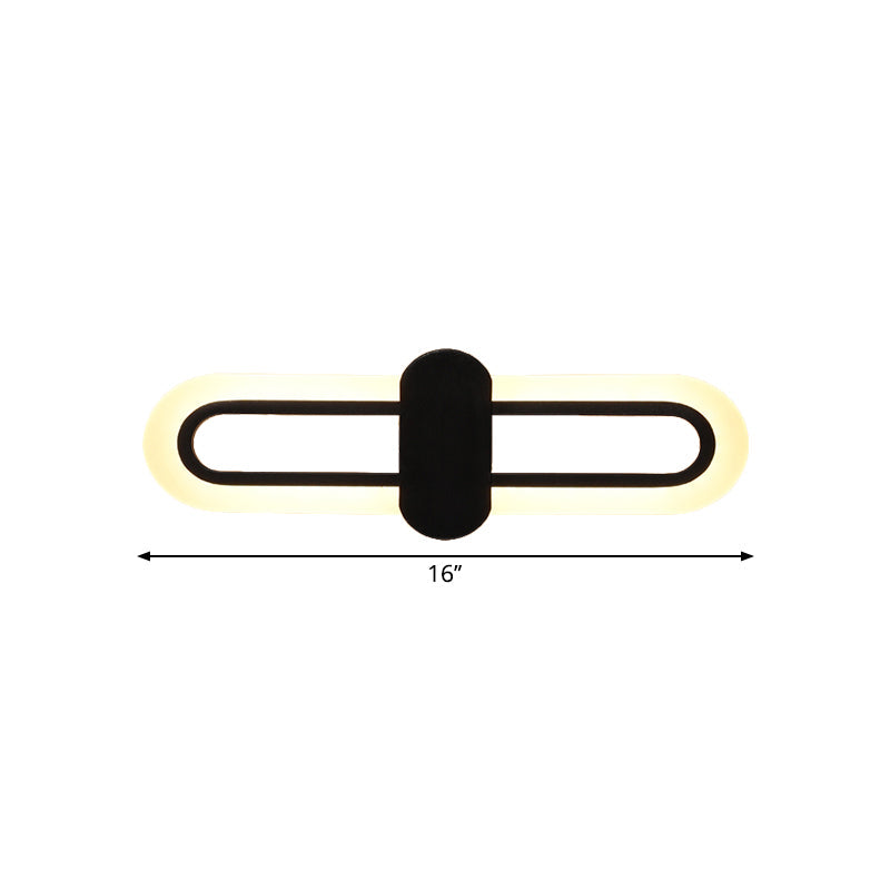 Oblong Wall Mount Lighting Modernist Acrylic LED Black Wall Mounted Light in Warm/White Light, 16"/23.5"/31.5" W Clearhalo 'Cast Iron' 'Glass' 'Industrial' 'Modern wall lights' 'Modern' 'Tiffany' 'Traditional wall lights' 'Wall Lamps & Sconces' 'Wall Lights' Lighting' 1710705