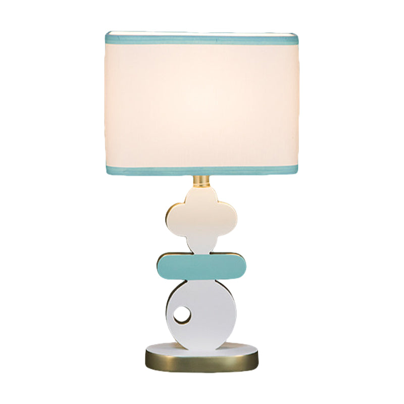 Single Light Bedside Night Lamp Modern Blue/Green Reading Task Lighting with Barrel Fabric Shade Clearhalo 'Lamps' 'Table Lamps' Lighting' 1710836