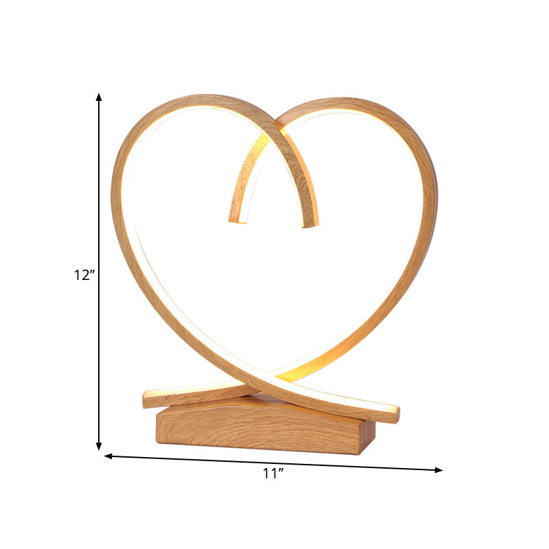 Loving Heart Wooden Night Table Light Simplicity Black/White/Wood LED Desk Lighting for Sleeping Room Clearhalo 'Lamps' 'Table Lamps' Lighting' 1711068