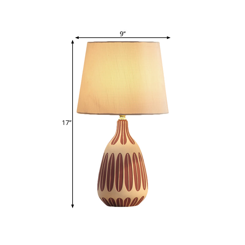 Scandinavian 1 Head Table Light Pink/Green/Purple Barrel Nightstand Lamp with Fabric Shade for Bedside Clearhalo 'Lamps' 'Table Lamps' Lighting' 1711126