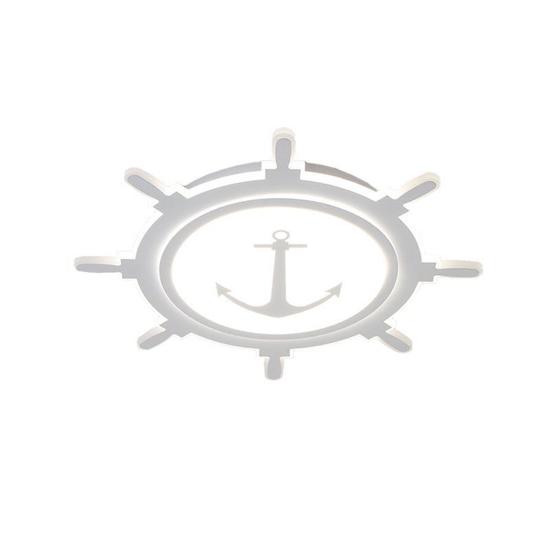 Rudder and Anchor Flushmount Light Nautical Style Acrylic Ceiling Light for Teen Clearhalo 'Ceiling Lights' 'Close To Ceiling Lights' 'Close to ceiling' 'Flush mount' Lighting' 171126