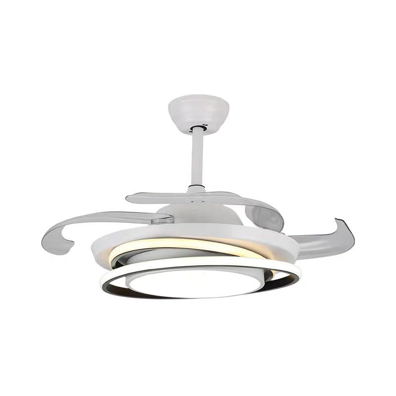 42" W Circle Acrylic Ceiling Fan Minimal 3 Blades LED White Semi Flush Light for Living Room Clearhalo 'Ceiling Fans with Lights' 'Ceiling Fans' 'Modern Ceiling Fans' 'Modern' Lighting' 1711727