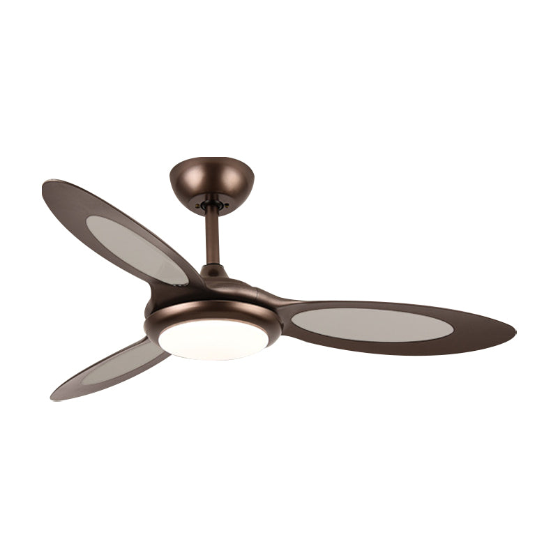 4-Blade Round Acrylic Hanging Fan Light Retro Style 44" Wide LED Restaurant Semi Flush Lamp in Black/White/Coffee Clearhalo 'Ceiling Fans with Lights' 'Ceiling Fans' Lighting' 1711739