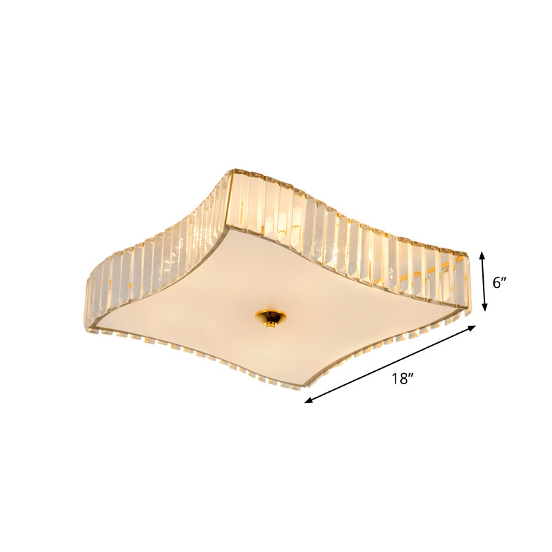 Simplicity 6 Lights Flush Mount Lamp White Rhombus Ceiling Fixture with Clear Crystal Shade Clearhalo 'Ceiling Lights' 'Close To Ceiling Lights' 'Close to ceiling' 'Flush mount' Lighting' 1711876