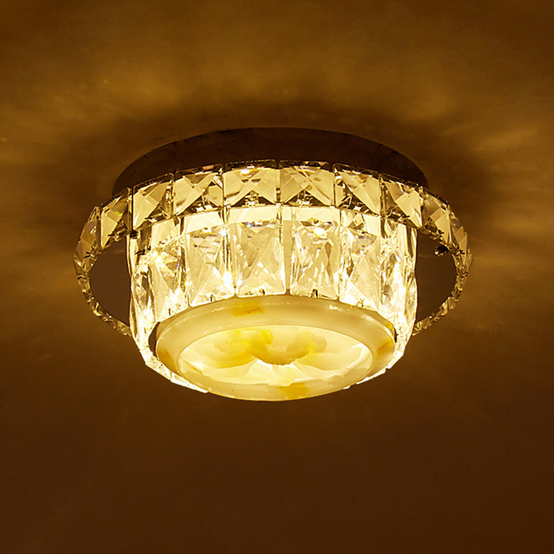 Crystal Block Round/Square Flush Mount Simple LED Chrome Close to Ceiling Lighting for Corridor Clearhalo 'Ceiling Lights' 'Close To Ceiling Lights' 'Close to ceiling' 'Flush mount' Lighting' 1712073