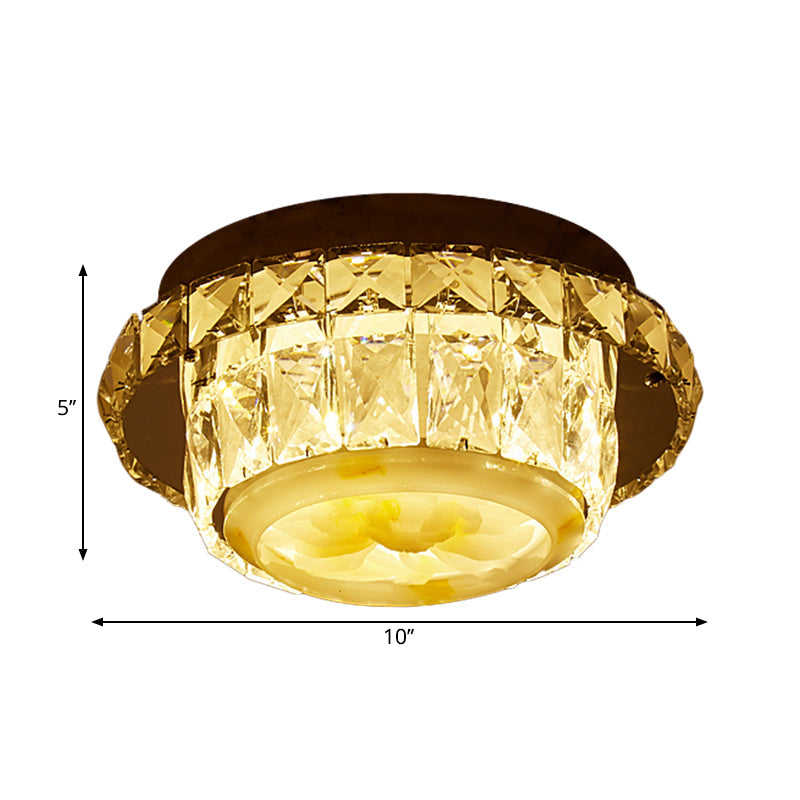 Crystal Block Round/Square Flush Mount Simple LED Chrome Close to Ceiling Lighting for Corridor Clearhalo 'Ceiling Lights' 'Close To Ceiling Lights' 'Close to ceiling' 'Flush mount' Lighting' 1712074