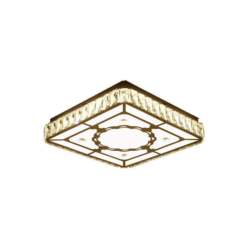Square Ceiling Light Modern Cut Crystal LED Chrome Flush Mount Fixture with Round/Loving Heart Pattern Clearhalo 'Ceiling Lights' 'Close To Ceiling Lights' 'Close to ceiling' 'Flush mount' Lighting' 1712092