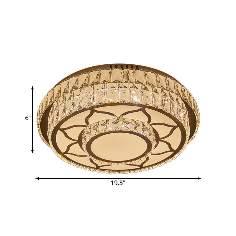 Leaf/Moon/Sun Ceiling Lighting Modernist Beveled Crystal Sleeping Room LED Flush Mount Lamp in Chrome Clearhalo 'Ceiling Lights' 'Close To Ceiling Lights' 'Close to ceiling' 'Flush mount' Lighting' 1712377