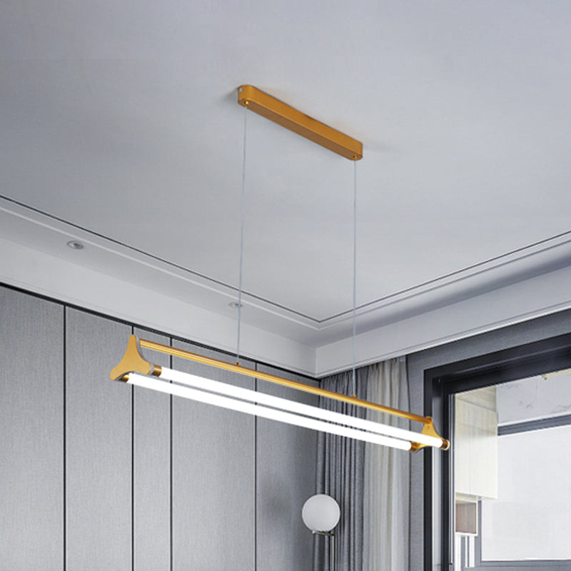 Modern Tube Chandelier Lighting Acrylic Living Room 25"/40.5"/32.5" W LED Pendant Lamp in Gold, Warm/White Light Clearhalo 'Ceiling Lights' 'Island Lights' Lighting' 1712744