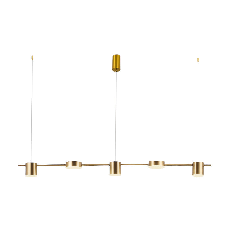 Linear Metallic Chandelier Light Modern 3/5 Heads Black/Gold Hanging Lamp with Rotatable Shade, Warm/White Light Clearhalo 'Ceiling Lights' 'Island Lights' Lighting' 1712756