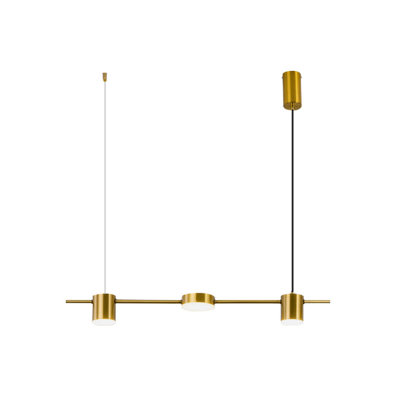 Linear Metallic Chandelier Light Modern 3/5 Heads Black/Gold Hanging Lamp with Rotatable Shade, Warm/White Light Clearhalo 'Ceiling Lights' 'Island Lights' Lighting' 1712765