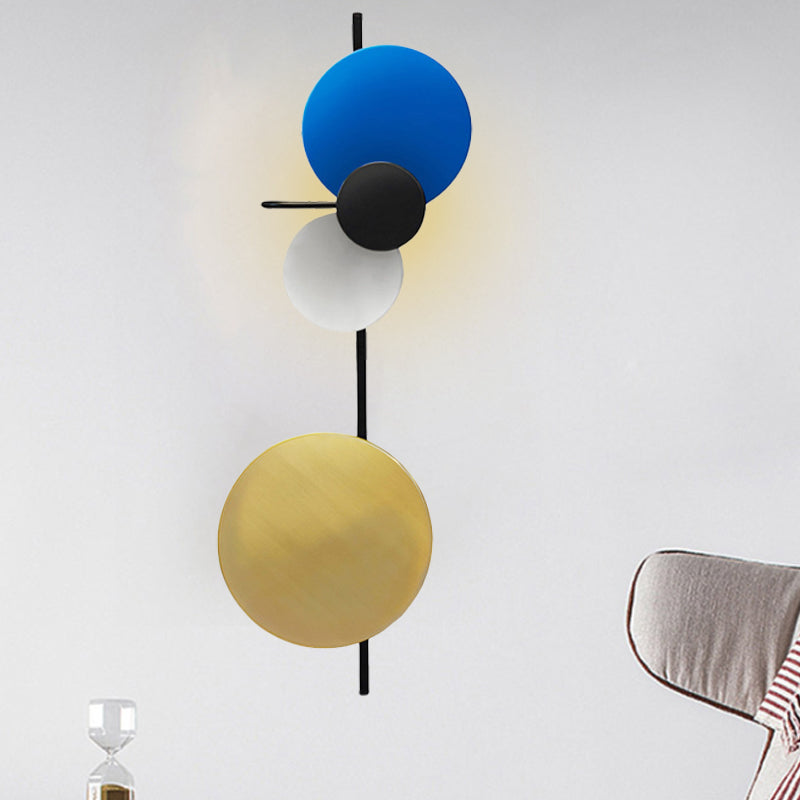 Circular Wall Mount Light Nordic Metallic Blue/Red/Pink LED Wall Lighting Fixture for Living Room Clearhalo 'Cast Iron' 'Glass' 'Industrial' 'Modern wall lights' 'Modern' 'Tiffany' 'Traditional wall lights' 'Wall Lamps & Sconces' 'Wall Lights' Lighting' 1713007