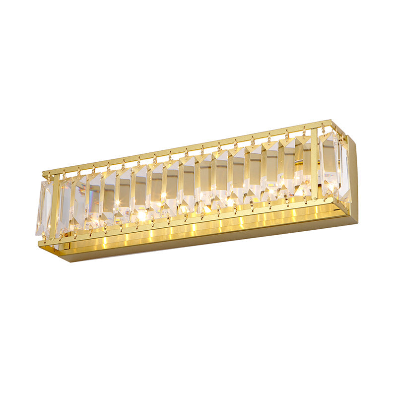Minimalism Rectangle Vanity Wall Sconce Prismatic Crystal LED Bathroom Wall Mount Light in Black/Gold Clearhalo 'Modern wall lights' 'Modern' 'Vanity Lights' 'Wall Lights' Lighting' 1713218