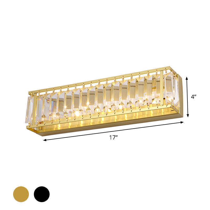 Minimalism Rectangle Vanity Wall Sconce Prismatic Crystal LED Bathroom Wall Mount Light in Black/Gold Clearhalo 'Modern wall lights' 'Modern' 'Vanity Lights' 'Wall Lights' Lighting' 1713219
