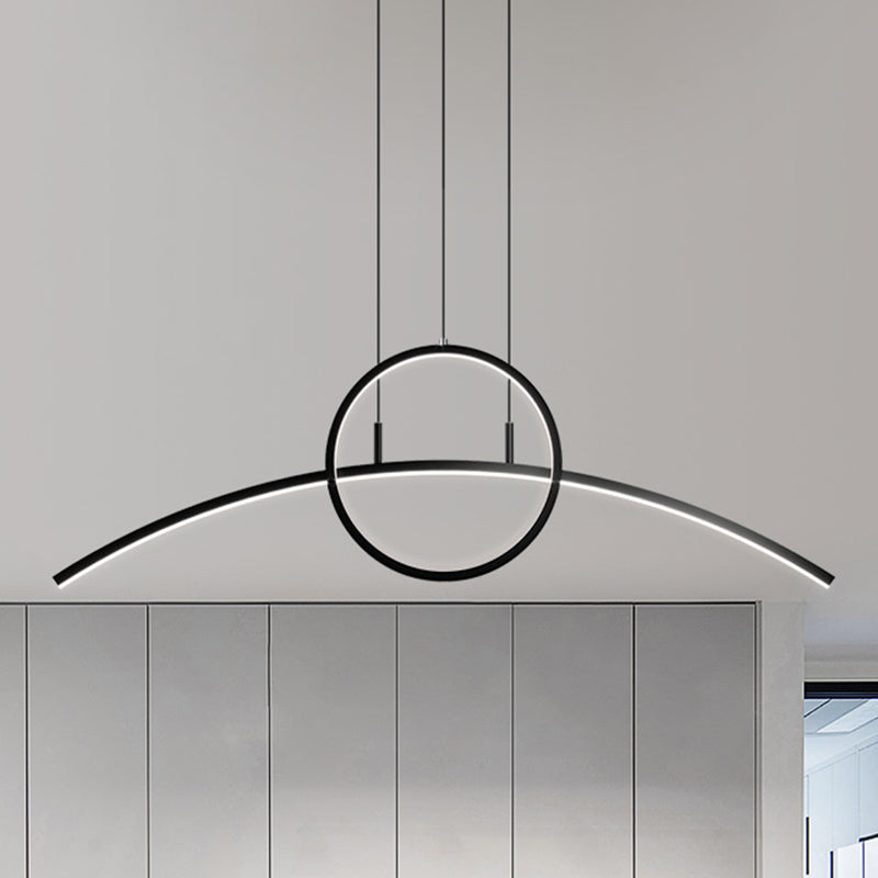 Aluminum Arch Chandelier Light Kit Modern LED Island Lamp with Ringed Design in Black Clearhalo 'Ceiling Lights' 'Island Lights' Lighting' 1713269