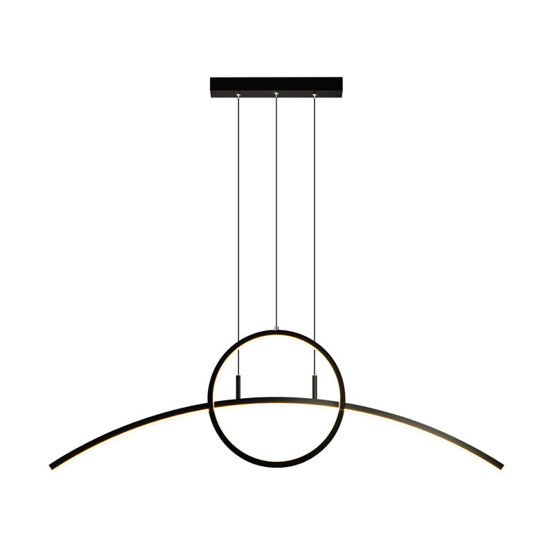 Aluminum Arch Chandelier Light Kit Modern LED Island Lamp with Ringed Design in Black Clearhalo 'Ceiling Lights' 'Island Lights' Lighting' 1713270