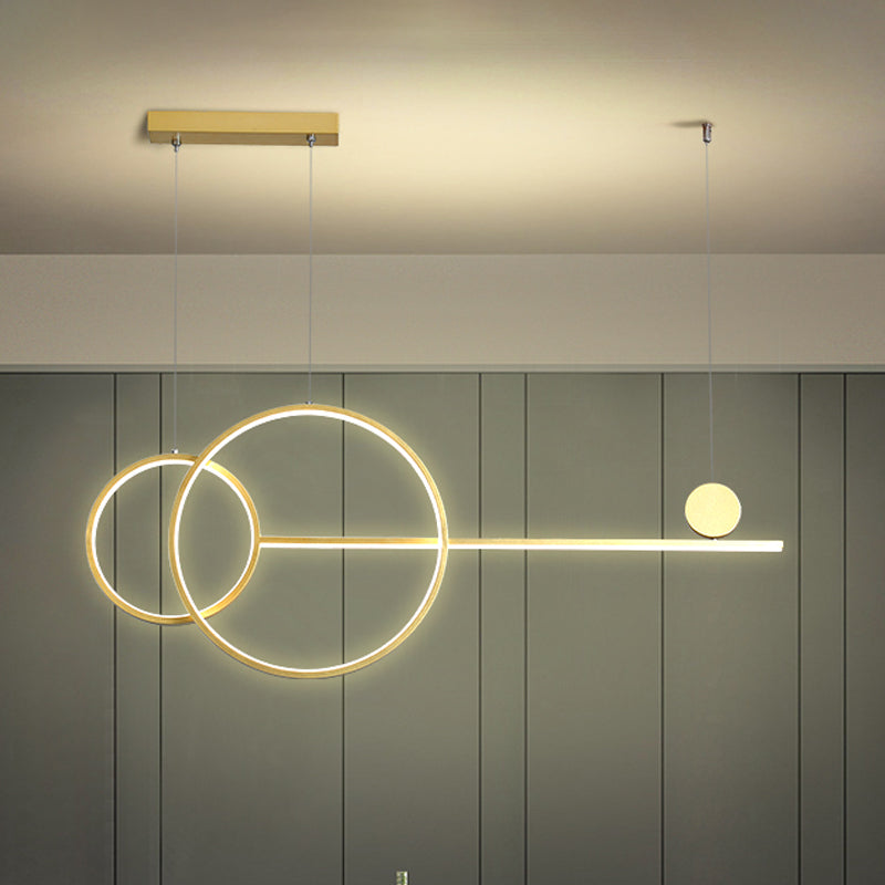 Black/Gold Circular Island Lighting Ideas Nordic LED Acrylic Chandelier Lamp with Line Design Gold Clearhalo 'Ceiling Lights' 'Island Lights' Lighting' 1713477