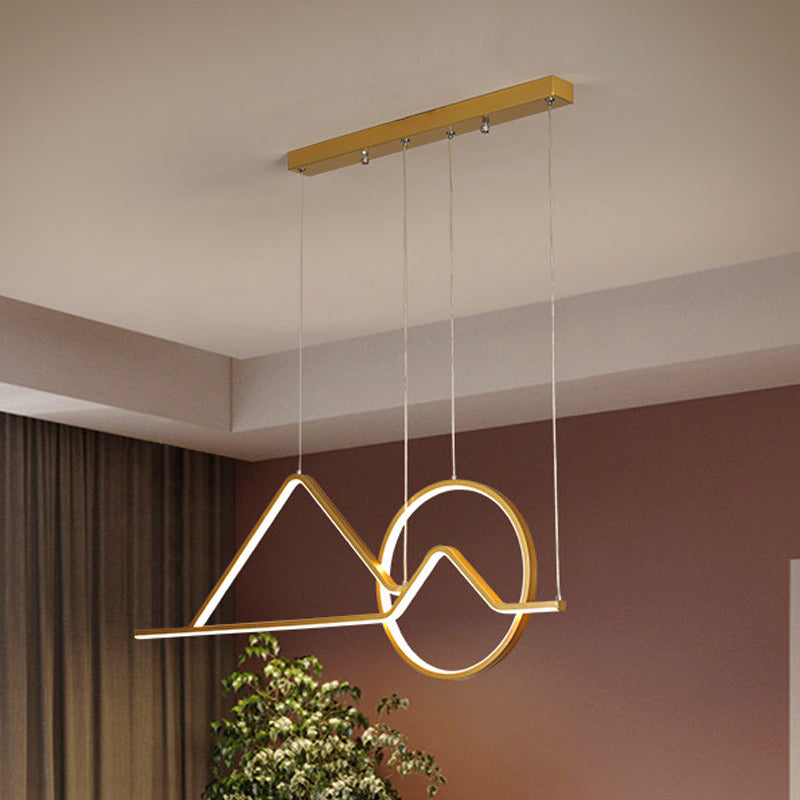 Sunset Metallic Island Hanging Lighting Contemporary Black/Gold LED Pendant Chandelier for Dining Room Gold Clearhalo 'Ceiling Lights' 'Island Lights' Lighting' 1713485