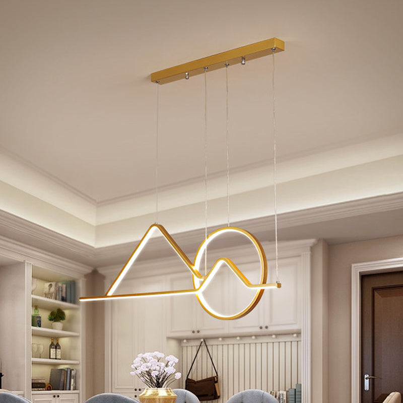 Sunset Metallic Island Hanging Lighting Contemporary Black/Gold LED Pendant Chandelier for Dining Room Clearhalo 'Ceiling Lights' 'Island Lights' Lighting' 1713486