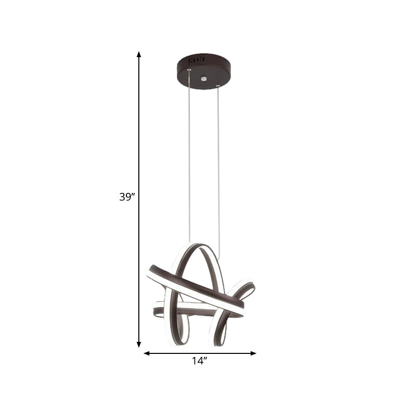 Twisting Living Room Chandelier Lighting Acrylic LED Modernism Pendant Light Fixture in Black Clearhalo 'Ceiling Lights' 'Chandeliers' 'Modern Chandeliers' 'Modern' Lighting' 1713523