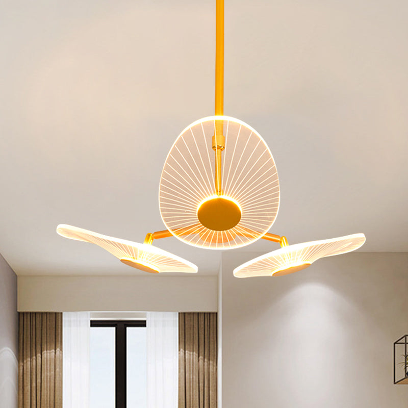 Oval Chandelier Light Modernist Acrylic LED Gold Hanging Lamp Kit in Warm/White Light for Bedroom Gold Clearhalo 'Ceiling Lights' 'Chandeliers' 'Modern Chandeliers' 'Modern' Lighting' 1713524