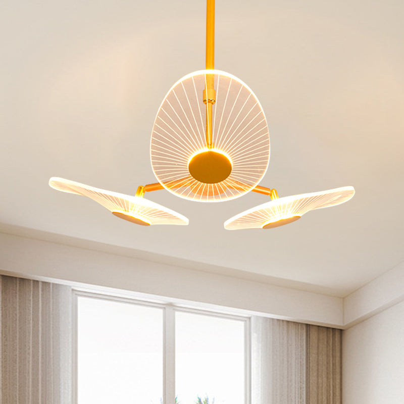 Oval Chandelier Light Modernist Acrylic LED Gold Hanging Lamp Kit in Warm/White Light for Bedroom Clearhalo 'Ceiling Lights' 'Chandeliers' 'Modern Chandeliers' 'Modern' Lighting' 1713525