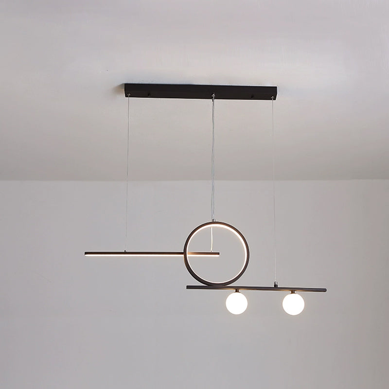 Linear Island Lighting Nordic Metal Black/White/Gold LED Hanging Lamp with Frosted Glass for Dining Room Clearhalo 'Ceiling Lights' 'Island Lights' Lighting' 1713529