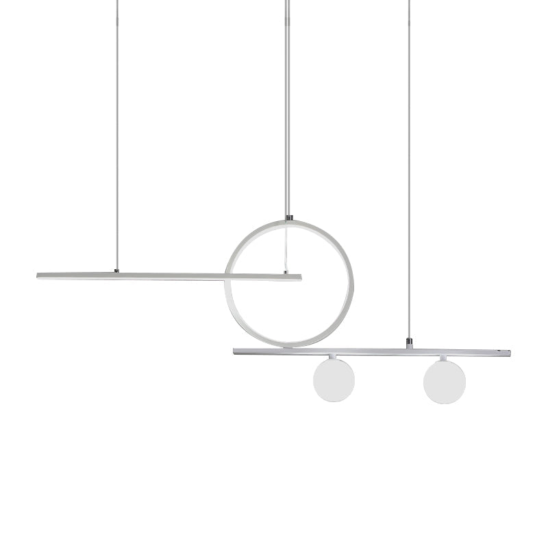 Linear Island Lighting Nordic Metal Black/White/Gold LED Hanging Lamp with Frosted Glass for Dining Room Clearhalo 'Ceiling Lights' 'Island Lights' Lighting' 1713534