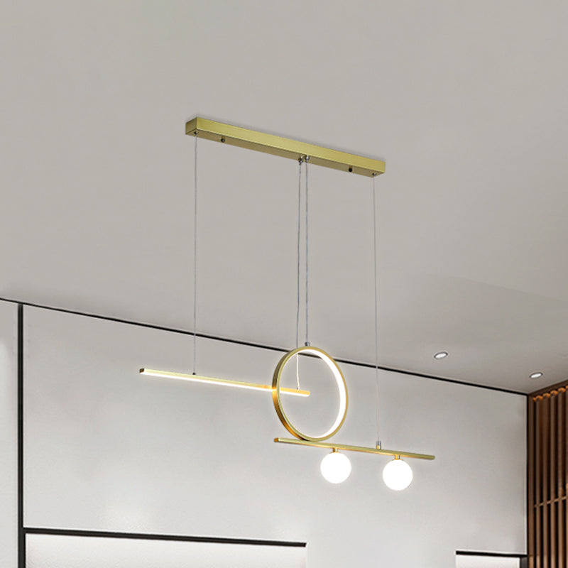 Linear Island Lighting Nordic Metal Black/White/Gold LED Hanging Lamp with Frosted Glass for Dining Room Clearhalo 'Ceiling Lights' 'Island Lights' Lighting' 1713538