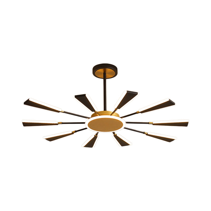 Trapezoid Living Room Chandelier Lamp Metallic 31.5"/39"/47" W LED Modern Pendant Light in Gold, Warm/White Light Clearhalo 'Ceiling Lights' 'Chandeliers' 'Modern Chandeliers' 'Modern' Lighting' 1713564