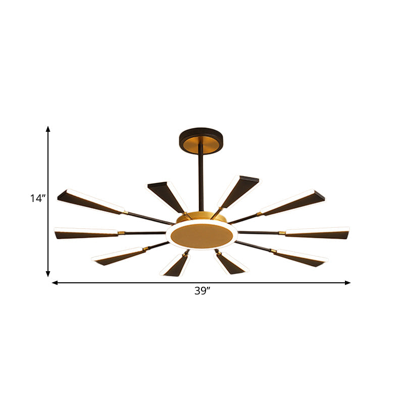 Trapezoid Living Room Chandelier Lamp Metallic 31.5"/39"/47" W LED Modern Pendant Light in Gold, Warm/White Light Clearhalo 'Ceiling Lights' 'Chandeliers' 'Modern Chandeliers' 'Modern' Lighting' 1713565