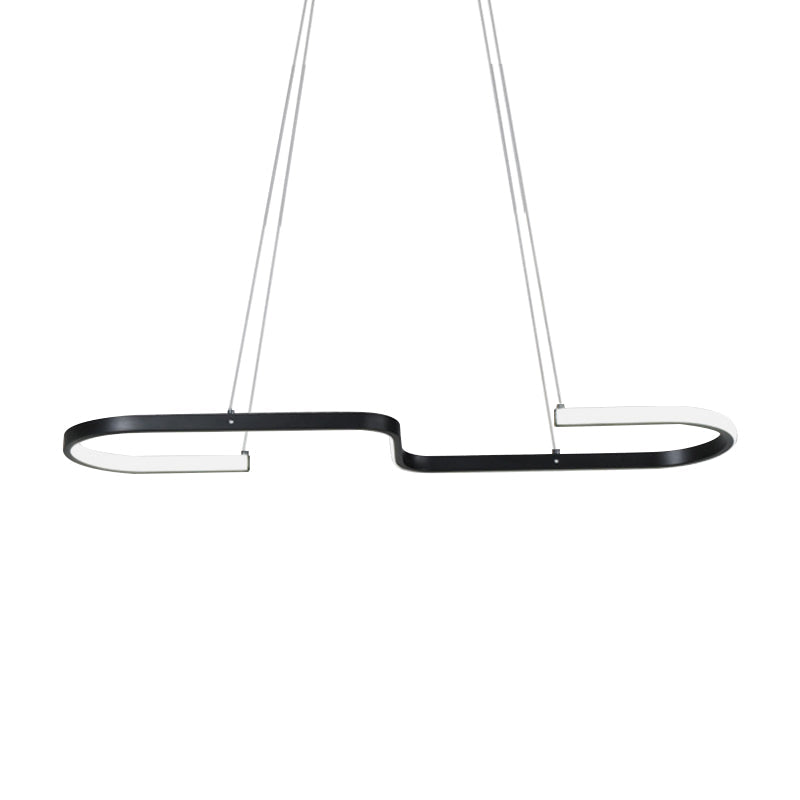 Modernism S-Like Chandelier Lamp Metallic Dining Room LED Island Pendant Light in Black/Gold, Warm/White Light Clearhalo 'Ceiling Lights' 'Island Lights' Lighting' 1713581
