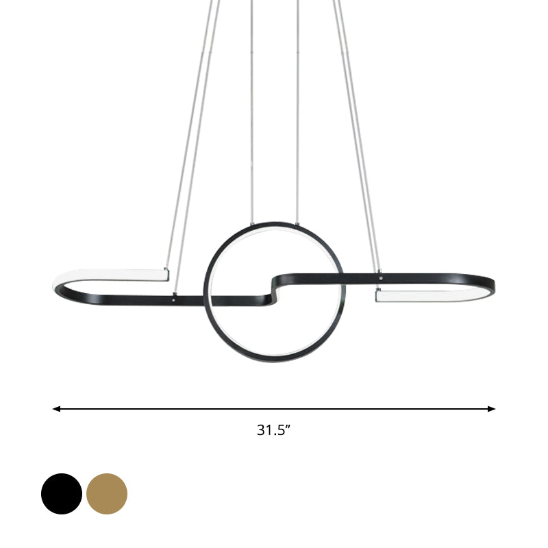 Geometric Dining Room Island Light Metal LED Modernist Hanging Lamp Kit in Black/Gold, Warm/White Light Clearhalo 'Ceiling Lights' 'Island Lights' Lighting' 1713590