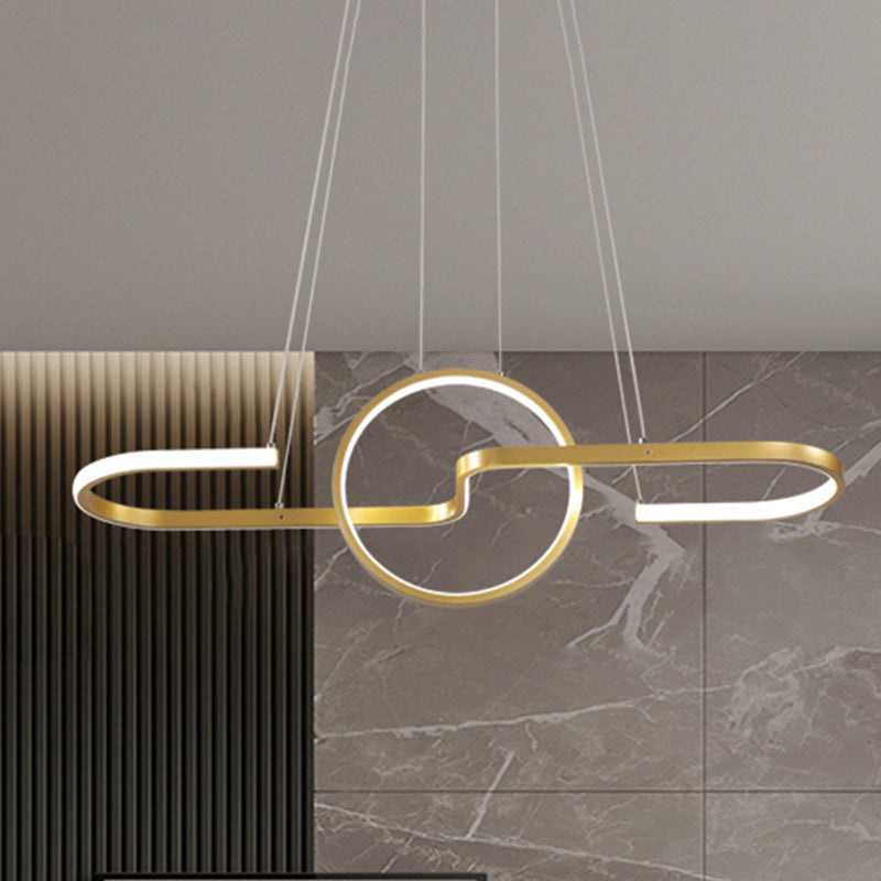 Geometric Dining Room Island Light Metal LED Modernist Hanging Lamp Kit in Black/Gold, Warm/White Light Gold Clearhalo 'Ceiling Lights' 'Island Lights' Lighting' 1713591