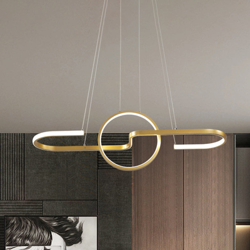 Geometric Dining Room Island Light Metal LED Modernist Hanging Lamp Kit in Black/Gold, Warm/White Light Clearhalo 'Ceiling Lights' 'Island Lights' Lighting' 1713592