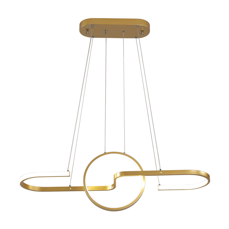 Geometric Dining Room Island Light Metal LED Modernist Hanging Lamp Kit in Black/Gold, Warm/White Light Clearhalo 'Ceiling Lights' 'Island Lights' Lighting' 1713593