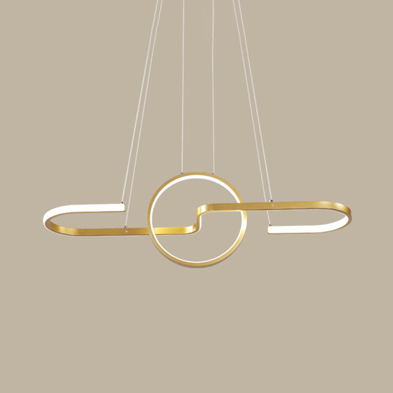 Geometric Dining Room Island Light Metal LED Modernist Hanging Lamp Kit in Black/Gold, Warm/White Light Clearhalo 'Ceiling Lights' 'Island Lights' Lighting' 1713594