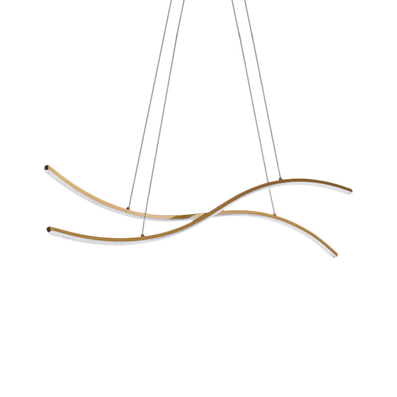 Acrylic Waving Linear Island Pendant Lighting Simple 31.5"/39"/47" W LED Chandelier Light in Gold, Warm/White Light Clearhalo 'Ceiling Lights' 'Island Lights' Lighting' 1713662