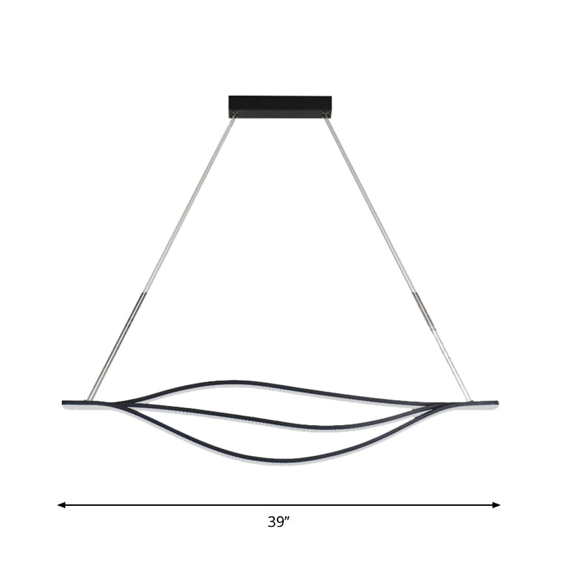 Metallic Leaf-Like Island Lighting Nordic LED Black Pendant Light Kit in Warm/White Light, 31.5"/39"/47" Wide Clearhalo 'Ceiling Lights' 'Island Lights' Lighting' 1713670