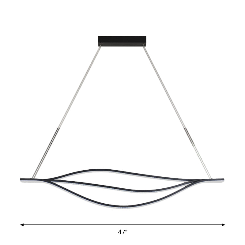 Metallic Leaf-Like Island Lighting Nordic LED Black Pendant Light Kit in Warm/White Light, 31.5"/39"/47" Wide Clearhalo 'Ceiling Lights' 'Island Lights' Lighting' 1713671