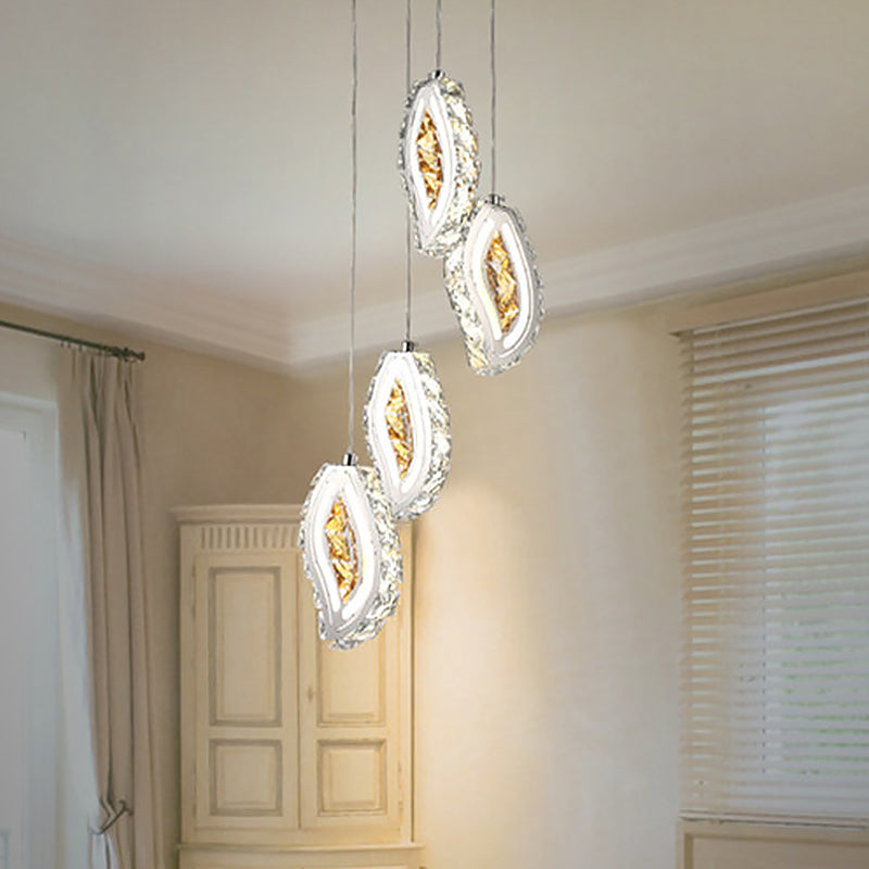 Leave Faceted Crystal Ceiling Lamp Simple Style LED Silver Multi Pendant Light for Dining Room Clearhalo 'Ceiling Lights' 'Modern Pendants' 'Modern' 'Pendant Lights' 'Pendants' Lighting' 1713677